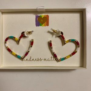 NWT Gold Colorful Heart-Shaped Hoop-Style Earrings